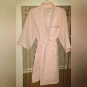 NWOT, Pink, Embroidered "Kimberly" waffle weave Kimono